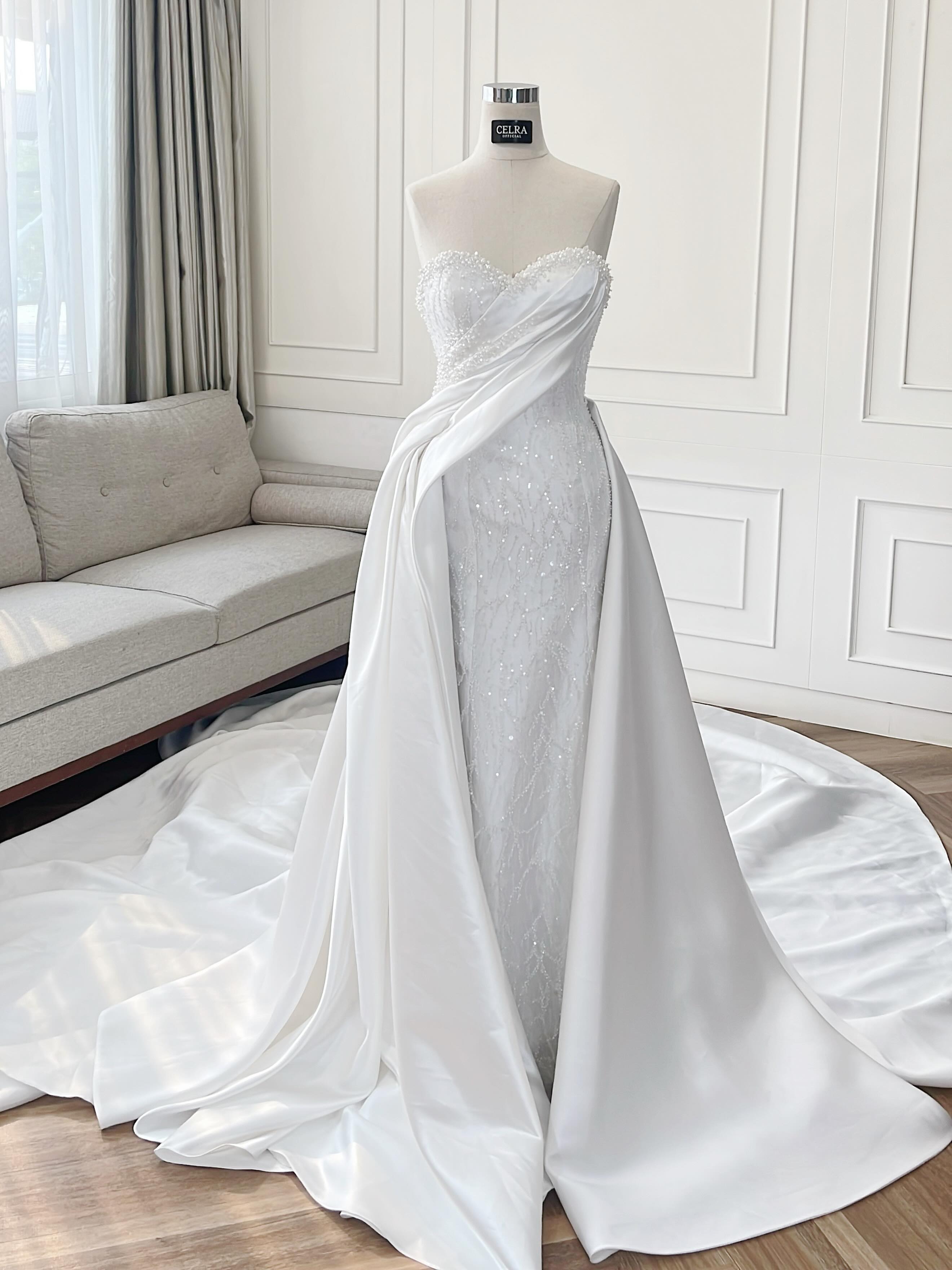 CELRA gown details in the atelier